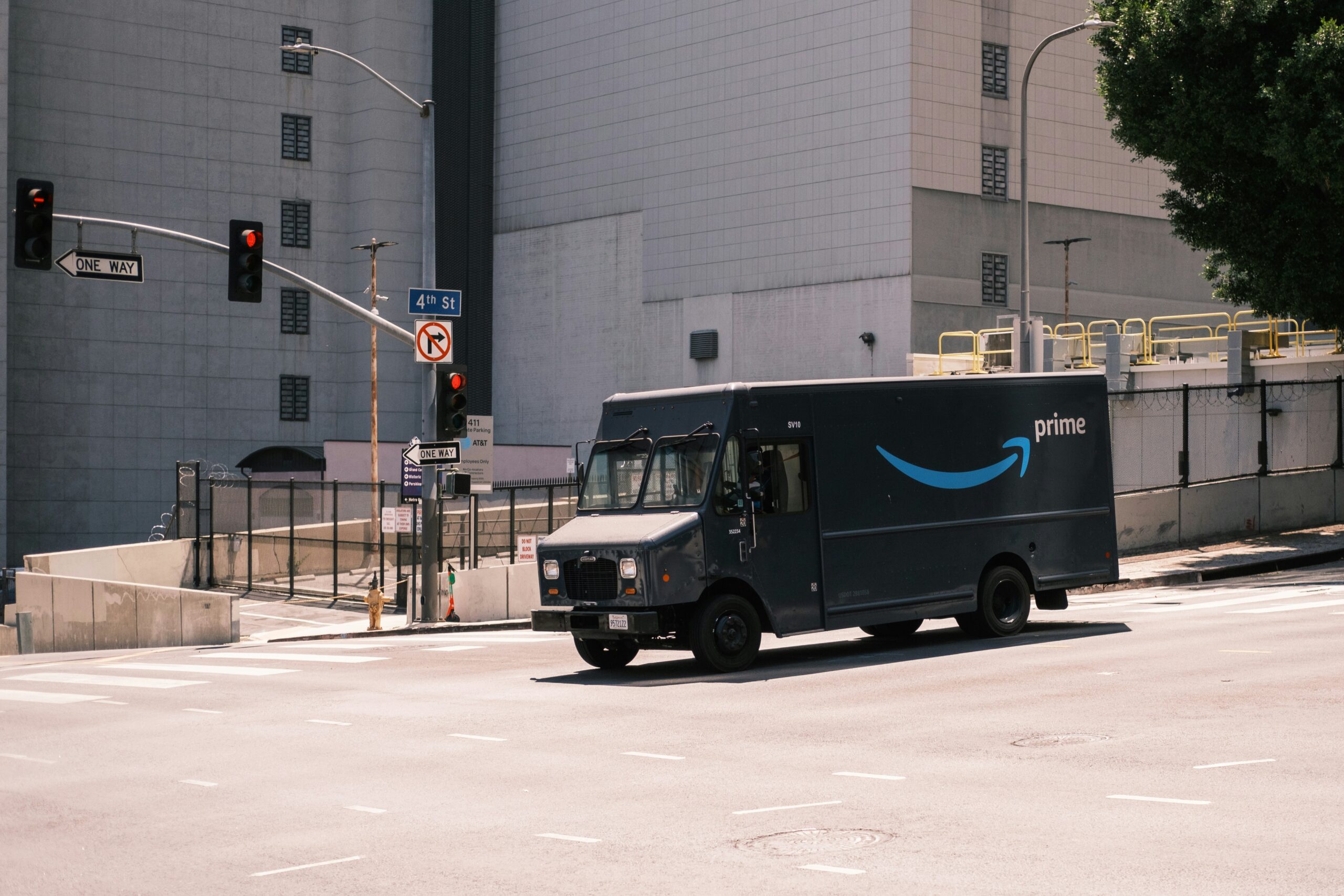 Amazon Prime Truck delivering for amazon prime day.