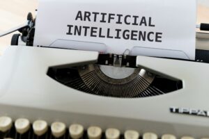 Typewriter ironically typing out artificial intelligence