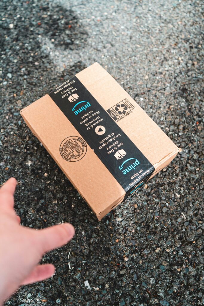 Amazon package delivered on driveway